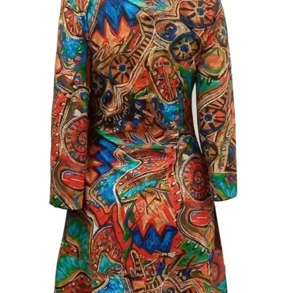 Chicme Tribal Print High Low Hem Bell Sleeve Top -duster -beach coverup -Size XL - Picture 3 of 10
